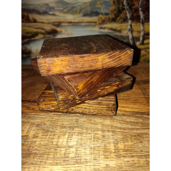 Rustic Wood Coasters Decor Handmade Farm Decor Country Cottage Chic Home Accents - Picture 5 of 6